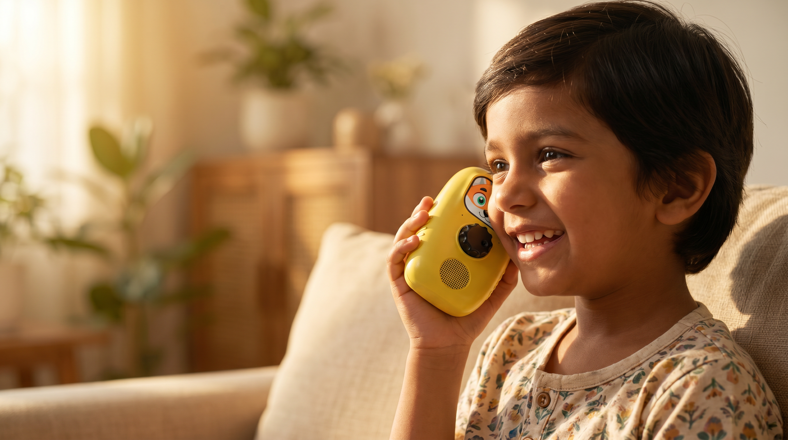 A child listening to a Cheeko story