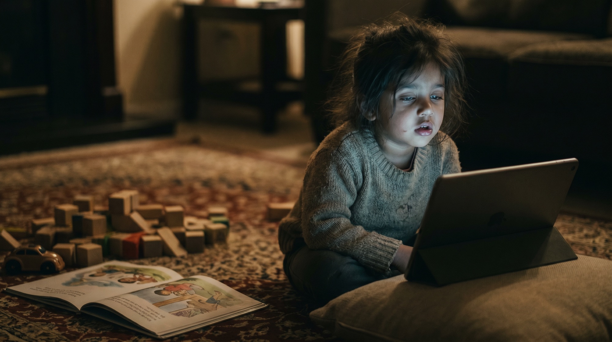 A child passively watching a screen